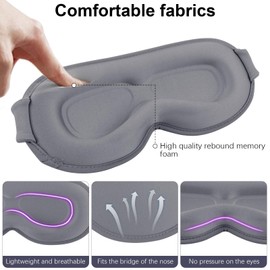 YOUNG WIND Blackout Eye Mask for Sleeping, Soft,Comfortable and Eye-Friendly 3D Sleep Mask for Long Journeys,Naps, a Reliable Airplane Essentials,Sleep Masks for Men&Women-Grey