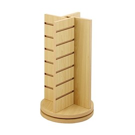 Slatwall Merchandiser, 4-Way Countertop Spinner, Rotating Merchandiser Store Display, Maple, 12"W x 12"D x 21 1/2"H