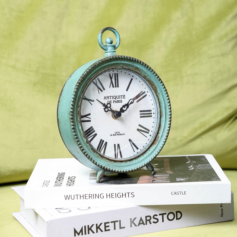 NIKKY HOME Antique Table Clock Silent Non-Ticking, Shelf Desk Top