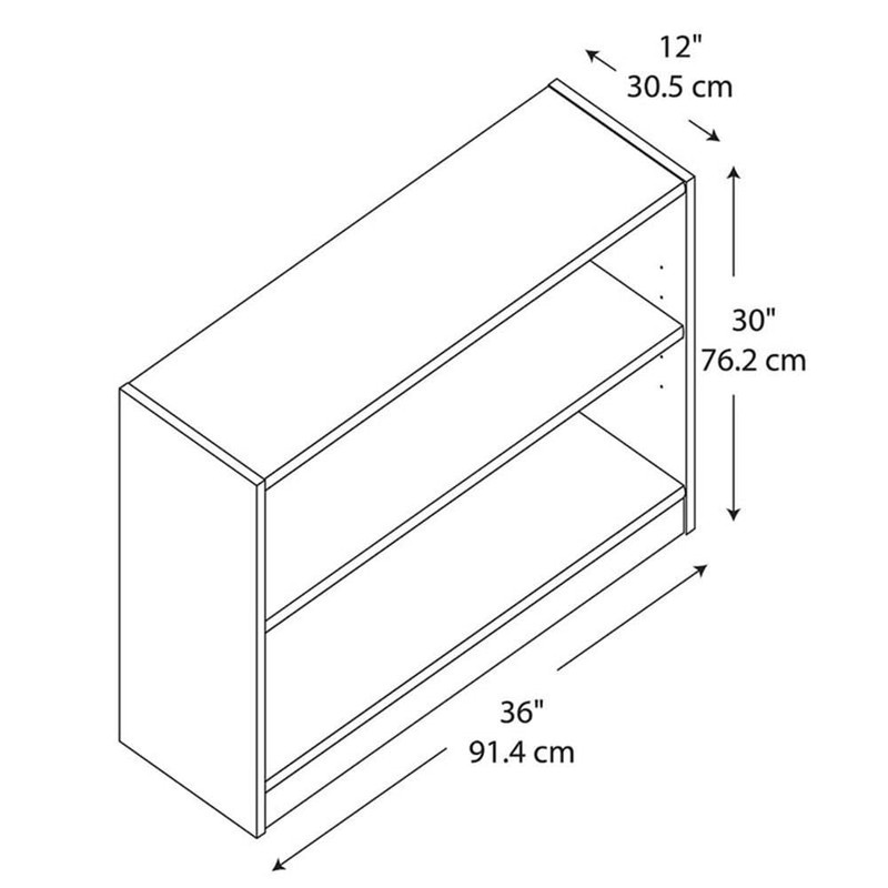 BOWERY HILL 2 Shelf Small Wood Storage Bookcase in White,