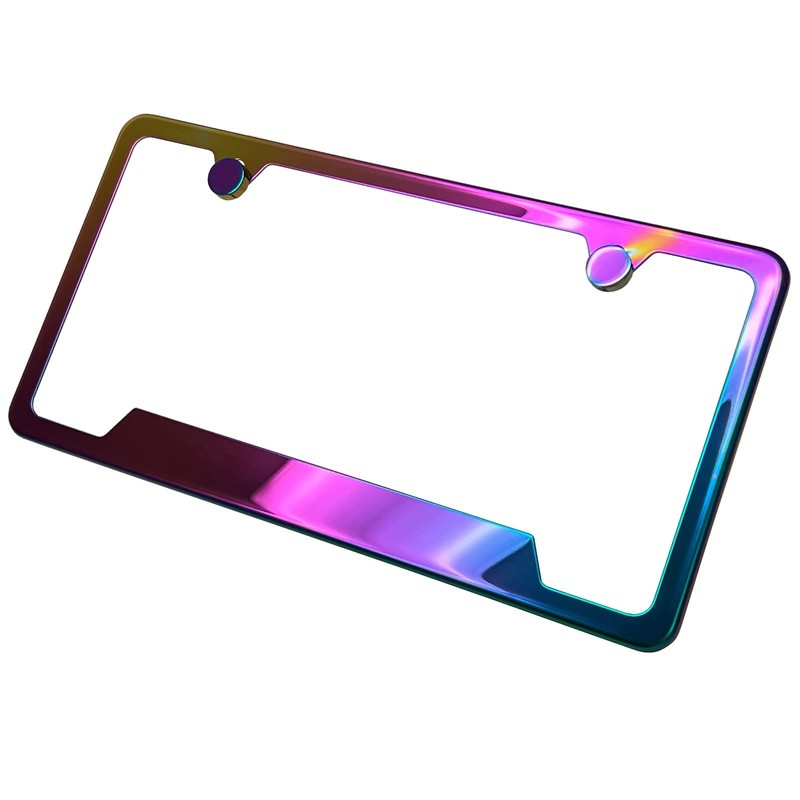 Bottom Cut OutLicense Plate Frame Neo Chrome Aurora Electroplating Burnt
