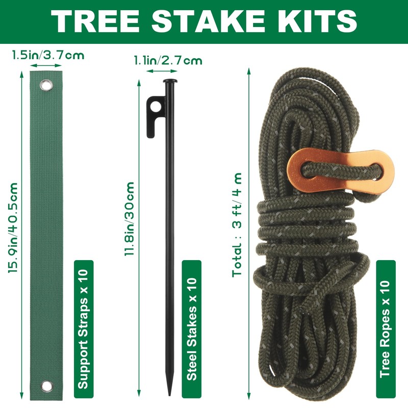 WOPPLXY 30 Pcs Tree Stakes and Supports, Heavy Duty Tree