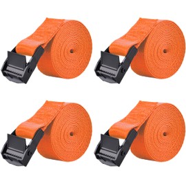 Azarxis Lashing Strap Adjustable Cam Buckle Tie Down Heavy Duty Secure Straps up to 441 lbs Capacity for Motorcycle Kayak Canoe Trailer Cargo Truck Bicycle Luggage (Orange - 4 PCS - 79 inch x 1 inch )