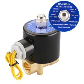 Baomain - Válvula solenoide eléctrica de latón de 3/8 pulgadas, válvula N/C, 12 V, 2W-040-10