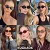 KUGUAOK Retro Oval Sunglasses for Women Trendy Small Frame 90s