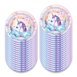116Pcs Unicorn Birthday Party Supplies Tableware Kit Including Unicorn Balloons Party Plates and Napkins, Unicorn Paper Plates Cups Forks Kit for Unicorn Balloonss Theme Party, 16 Guests
