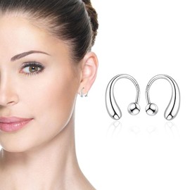 Flat Back Earrings for Women, Droplet Shaped Spiral Nap Earrings G23 Suitable for Sensitive Ears Stud Earrings, Small Silver Spiral Earrings (Silver water droplets)