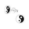 Laimons Women's Stud Earrings Yin Yang Plate Flat White Black
