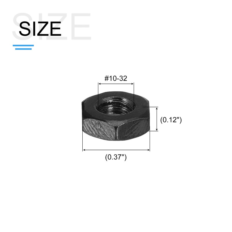 METALLIXITY Hex Nuts (#10-32) 20Pcs, Carbon Steel Fine Thread Black