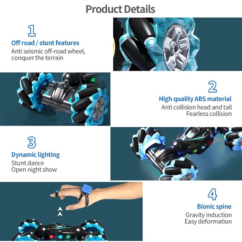 Deejoy 1:12 RC Stunt Car, 2.4GHz 4WD Remote Control Gesture