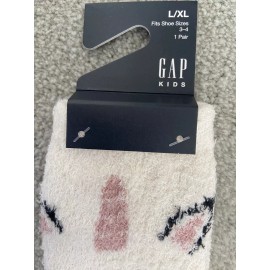 Gap NEW Gap Kids Recycled Fuzzy Crew Cozy Socks Unicorn face with gripper sole L/XL