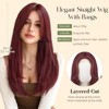 Sofeiyan Wigs for Women,22 Inch Long Straight Wig with Curtain
