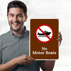 No Motor Boats Sign, 10x14 Inches, Rust Free .040 Aluminum, Fade Resistant, Made in USA by My Sign Center