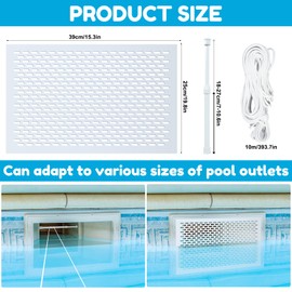 COZYDIG Pool Skimmer Guard – Reusable Skimmer Shield for Inground Pool, Leaf Catcher with Telescopic Pole & Elastic Rope, Leaf Protection Debris Prevent Blockage(White)