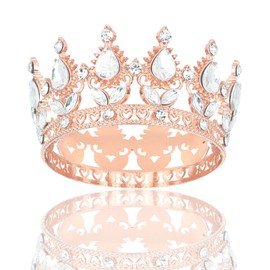 YARIEW Small Gold Crown Flower Bouquets Accessories Rhinestones Wedding Cake Topper Birthday Crown Cake Decorations Bridal Costume Hair Accessories Gifts