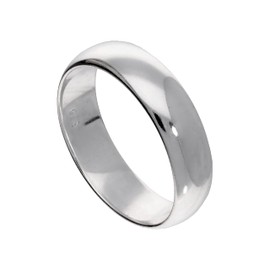 Sterling Silver Thick 6mm D Shaped Wedding Band Ring - Size J