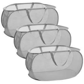 Wäschekorb, 3 Stück Wäschekorb Faltbar, 36 x 36 x 58 cm, Klappbarer Wäschekorb, Atmungsaktiv und Platzsparend,für Badezimmer,Schlafzimmer,Waschküche,Hotel,Reisen, Grau