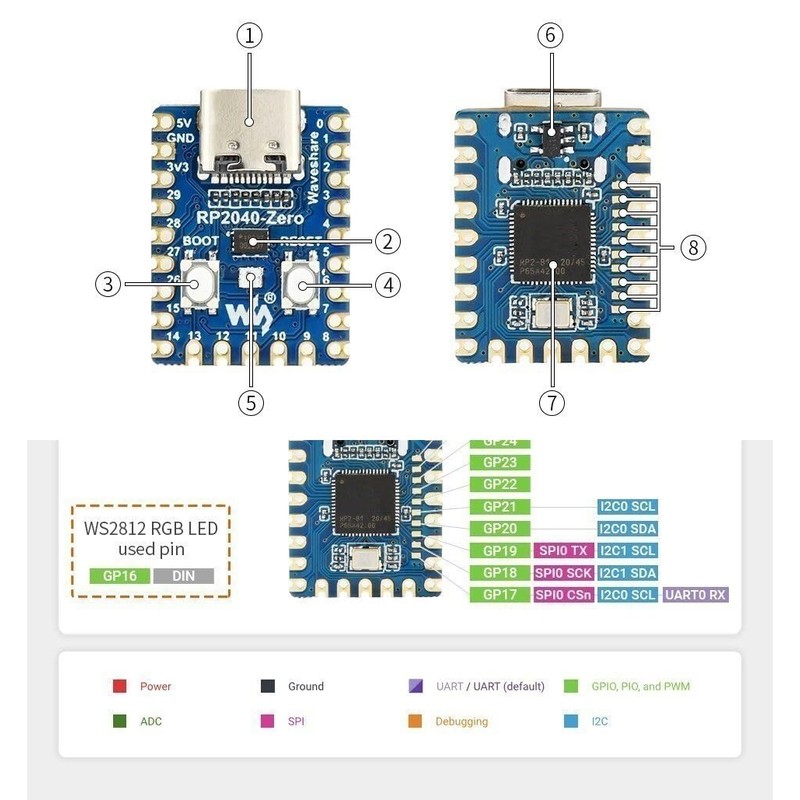 TECNOIOT Pack of 5 RP2040-Zero RP2040 for Pi Microcontroller PICO