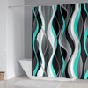 4Pcs Turquoise Shower Curtain Sets with Non-Slip Rugs, Toilet Lid