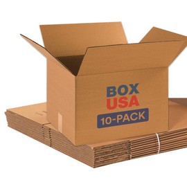 BOX USA Moving Boxes Medium 16"L x 10"W x 10"H (10-Pack) | Corrugated Cardboard Box for Shipping, Mailing, Packing, Packaging and Storage