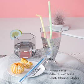 FOREVERIE 100 PCS Plastic Flexible Straws Bendable for Drinking, Caliber 6 MM Length 24 CM (9.45 Inches), Assorted Colors Striped, Extra Long