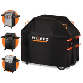Enzeno Weatherproof Barbecue Cover, 132 x 66 x 110 cm, Gas Barbecue Cover, Dustproof Grill Tarpaulin for Weber, Brinkmann, Char Broil, Black