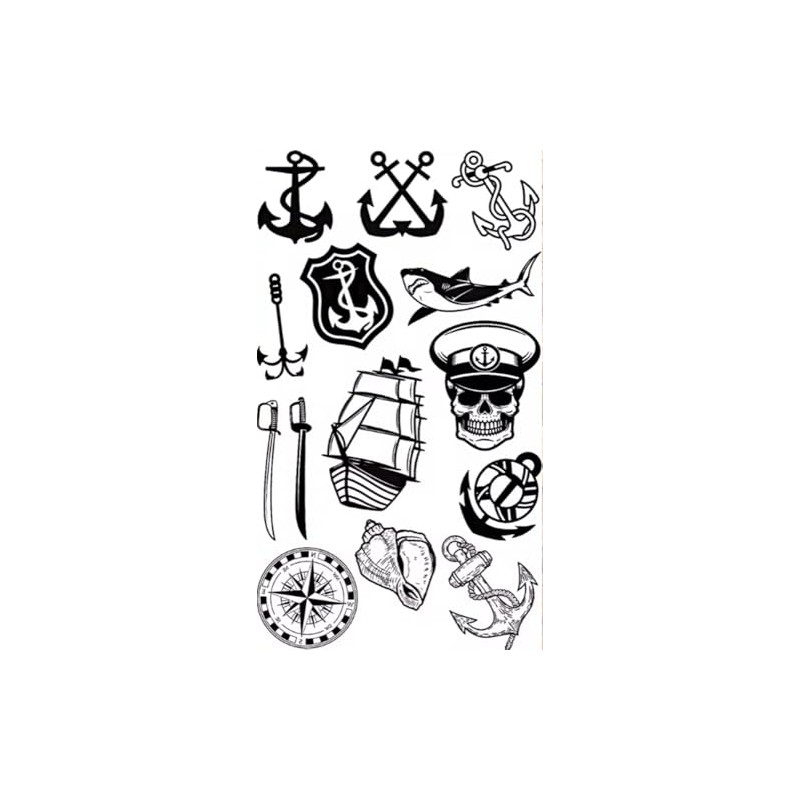 EROSPA® Temporary Tattoo Sheet - Ship Anchor Marine Sailor Saber