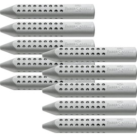 Faber-Castell - Grip 2001 Triangular Eraser (Grey, Pack of 10)