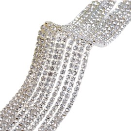 10Yards Crystal Rhinestone Chain Trim 2MM Crystal Claw Cup Chain Rhinestone Trim Roll String for DIY Crafting