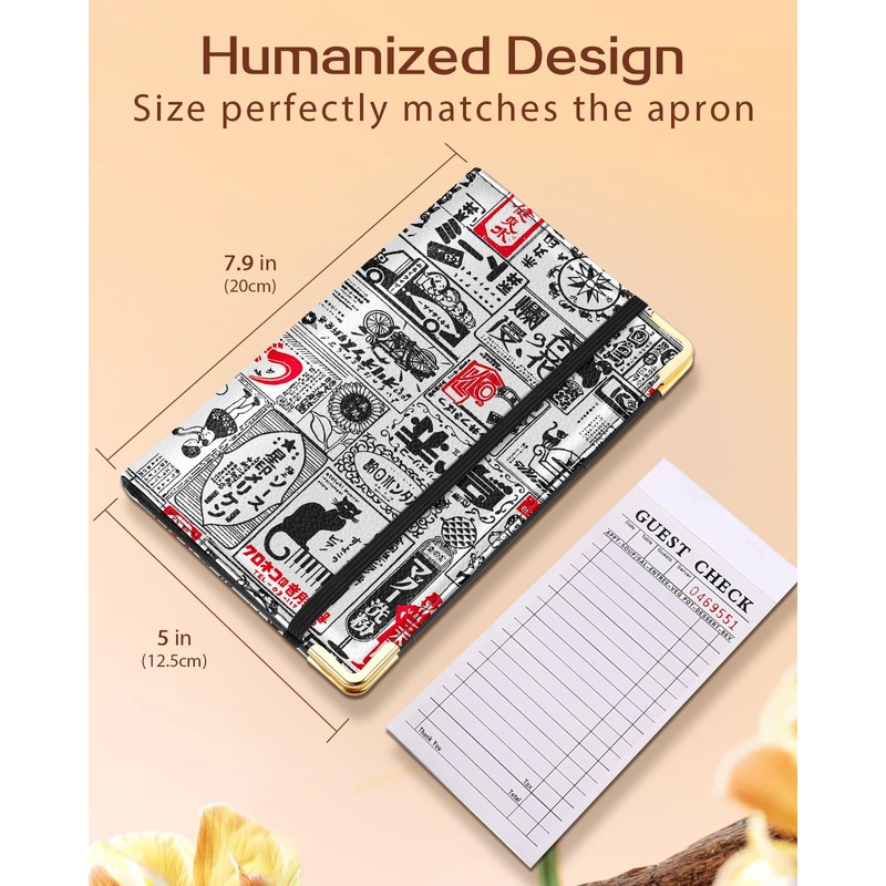 Slohif Server Book for Waitress Cute Serving Books with Zipper