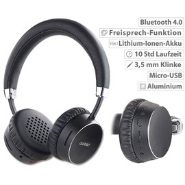 auvisio Headphones: Premium Bluetooth 4.0 On-Ear Headset in Aluminium Casing, Genuine Leather (On-Ear Headphones, Headphones, Bluetooth, Wired in Earphones)