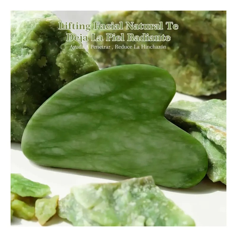 Gua Sha Cuarzo Verde Masaje Facial Antienvejecimiento Rostro Diler