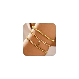 Ritach Gold Bracelets for Women Trendy - Initial T Bracelet Stack Beaded Bracelet Stackable Gold Bracelets for Women Girls Jewelry for Teen Girl Gifts Trendy Stuff Fashion Accessories