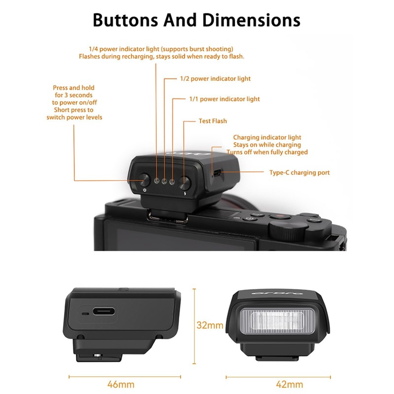 ORDRO FL-10 Flash Speedlite Camera Flash (Black)
