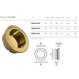 Universal Hardware Finger Pulls Handle Recessed Edge Flush Fitting Pocket Insert Wardrobe Sliding Doors 45mm (Polished Brass)