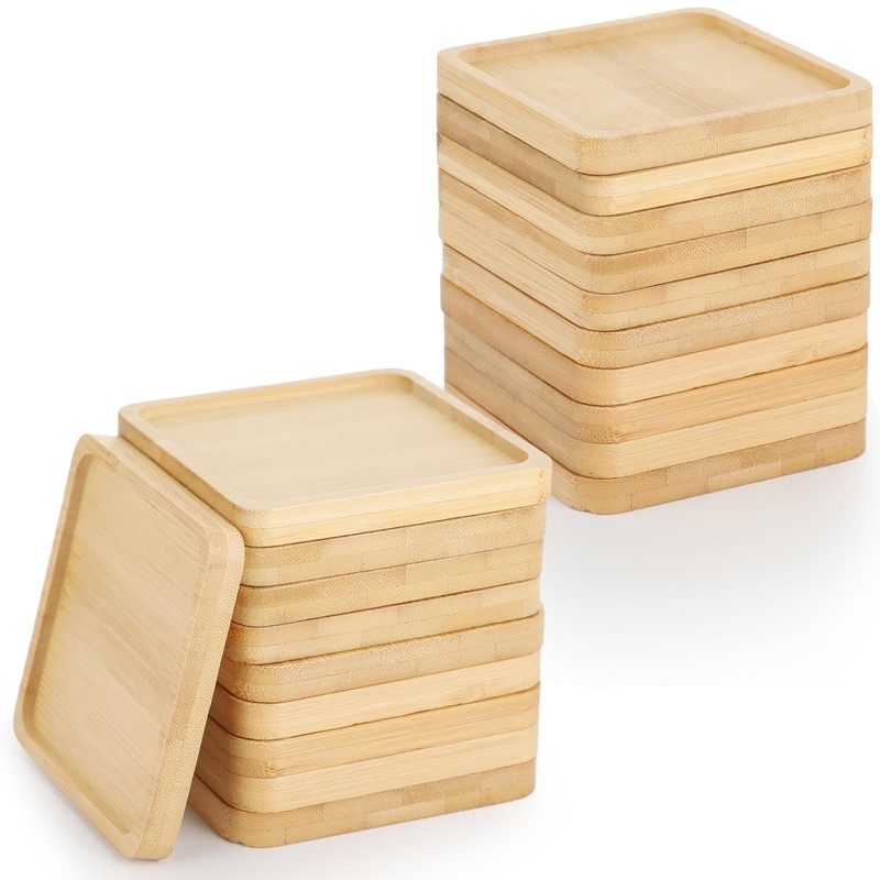 20Pcs Wood Coasters, 3.5 x 3.5 in Blank Bamboo Coasters