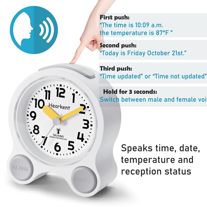 Hearkent Atomic Talking Clock Clear Voice Time and Date with