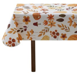 Serafina Home Autumn Thanksgiving Fall Vinyl Flannel Backed Tablecloth - Rustic Farm Vinyl Tablecloth with Flannel Backing Reusable (Harvest, 60" x 90")