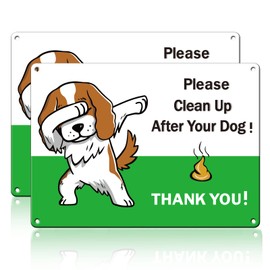 GLOBLELAND 2Pack No Pooping Dog Signs Please Clean Up After Your Dog Sign Pick Up Your Dog Poop Signs 7x10inch Aluminum Metal Signs