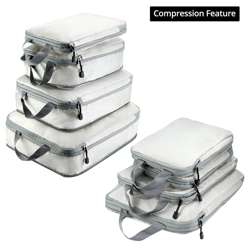 QWORK® Set of 4 Compression Packing Cubes, Travel Storage Bag