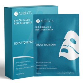 AUREVIA 5-Pack Bio-Collagen Hydrogel Overnight Face Mask - Deep Hydration, Anti-Aging & Firming Skincare Women