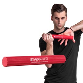 THERABAND FlexBar Resistance Bar, Light, Red Flex Therapy Bar for Physical Therapy, Wrist & Forearm Exercise Equipment, Non Slip Grip, Compact Design
