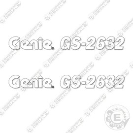 Aftermarket Fits Genie GS-2632 Decal Kit Scissor Lift - WHITE CUT LETTERING ONLY