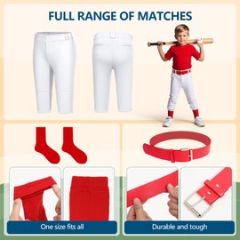 CHCLACE 5T Toddler Baseball Pants - Kids Tee Ball Pants for Boy Girl, Includes: Red Belt and Baseball Socks