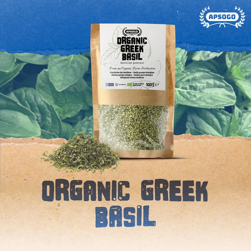 Apsogo Basil - Dried Organic Basil from Greece - Premium