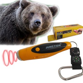 120dB Electronic Air Horn with Compass & Thermometer, Bear Horn to Scare Bears, Loud Air Horn for Safety Hiking Camping Emergency Self Defense, Electronic Whistle Bear Bells for Hiking (Orange)