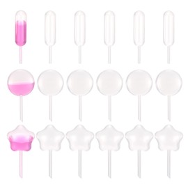PATIKIL Cupcakes Pipettes, 200 Pcs 4ml Disposable Plastic Dessert Pipettes Strawberry Pipettes Squeeze Transfer Pipettes Droppers for Cupcakes Mini Cakes Desserts, Clear,Dropper/Round/Star