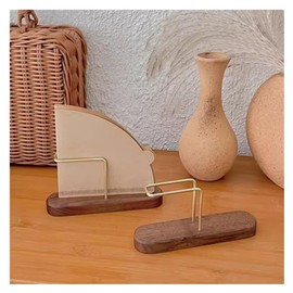 Singring Coffee Filter Holder Storage, Cone Coffee Filter Storage Container, Walnut and Brass Coffee Filter Dispenser for V60 Paper Coffee Filters Size #01 and #02