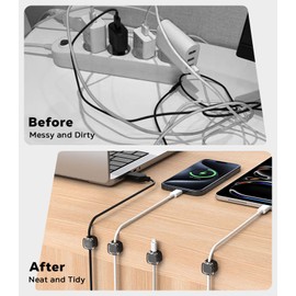 MoKo Pack of 6 Magnetic Cable Clips, Organiser Cable Management, Cable Holder, Cable Clips, Robust Magnetic Cable Management Clips for Bedside, Desk, Office, Car, Wall, Glass, Black