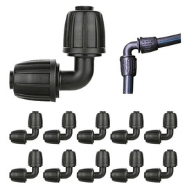 10 Pieces 16 mm Drip Irrigation Fittings Irrigation Connection Kit for Hoses Elbow Barbed Garden Hose Connector Irrigation System Arches for Garden, Lawn, Black